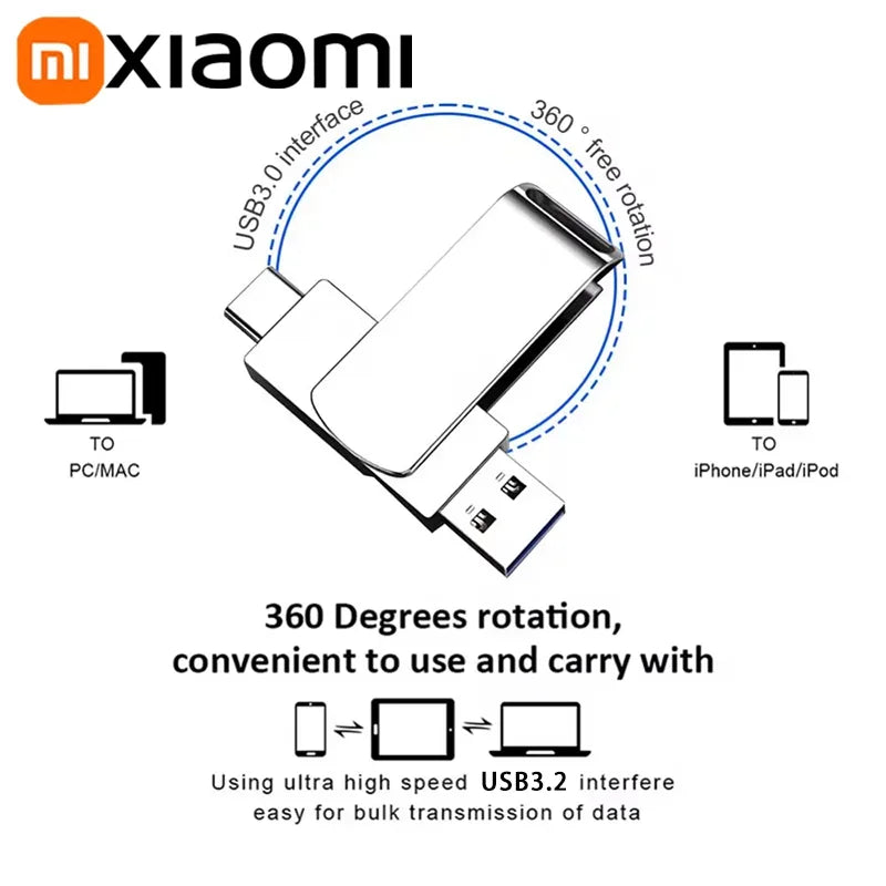 Clé USB 3.2 en Métal jusqu'à 16TB - Adaptateur Type-C OFFERT