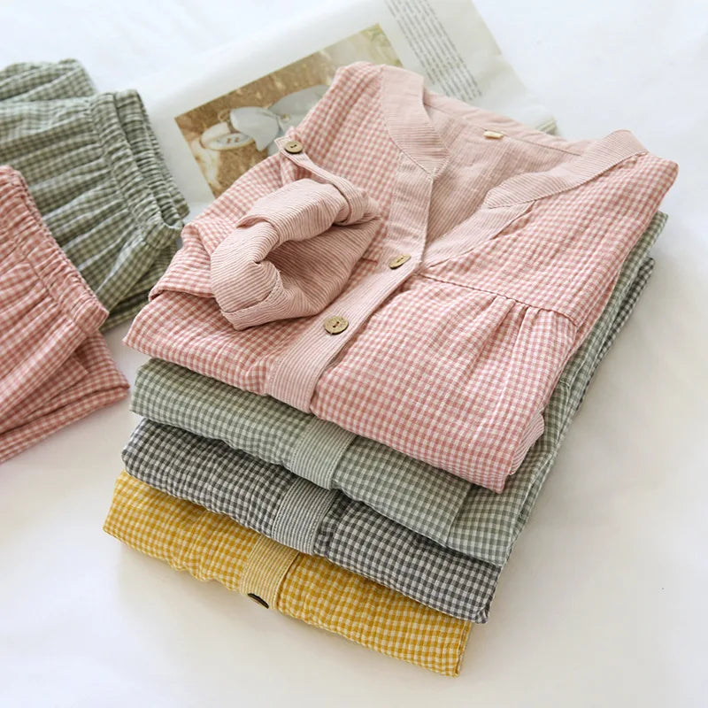 Pyjama en Gaze de Coton Blouse & Pantalon Femme - Printemps