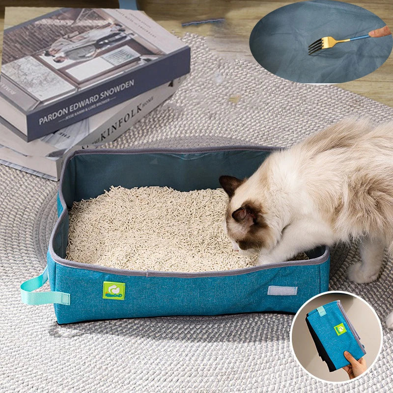 Bac à Litière de Voyage Pliable & Imperméable pour Chat