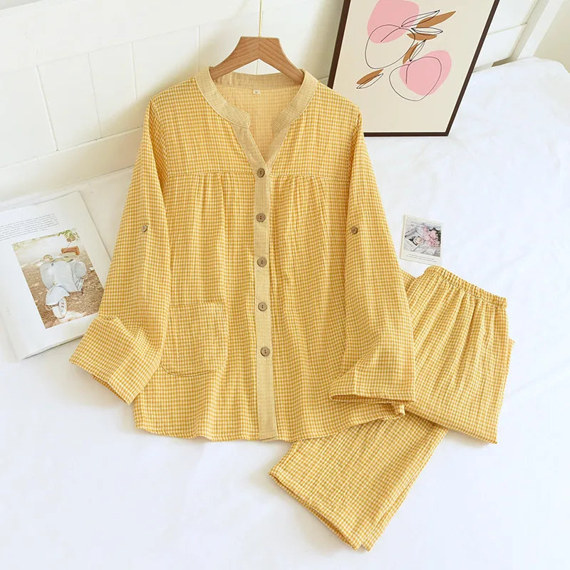 Pyjama en Gaze de Coton Blouse & Pantalon Femme - Printemps