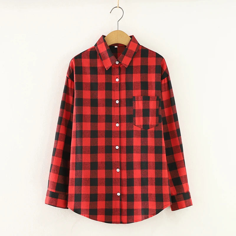 Chemise à Carreaux en Flanelle pour Femme - 10 Couleurs