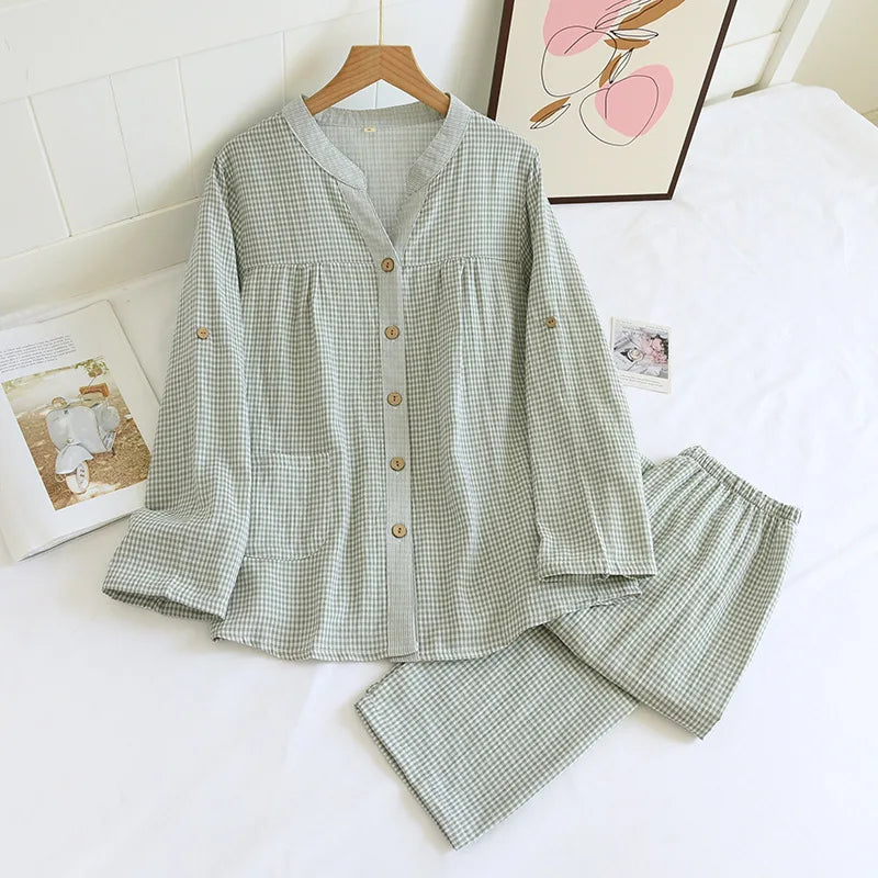 Pyjama en Gaze de Coton Blouse & Pantalon Femme - Printemps