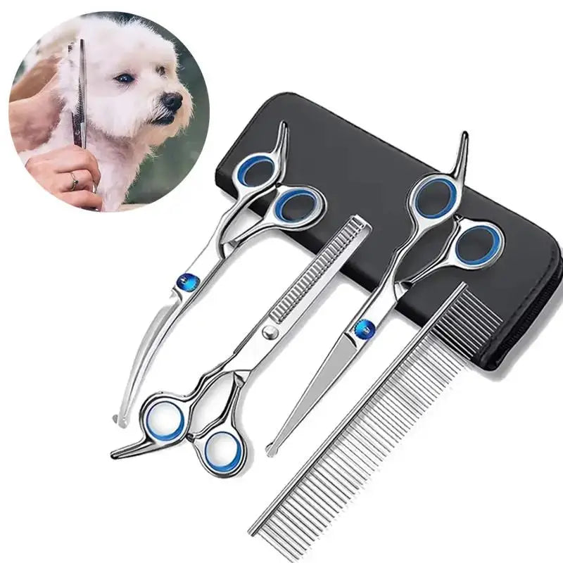 Kit de Toilettage 4PCS pour Chien & Chat – Acier Inoxydable, Ambidextre & Bouts Arrondis Sécurisés