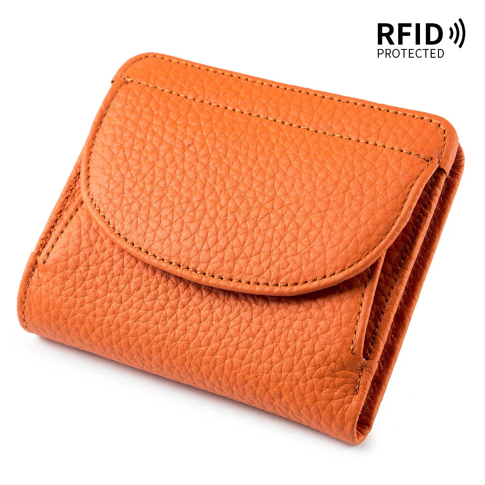 Portefeuille Mini RFID en Cuir Véritable pour Femmes — Ultra-fin, Pratique et Élégant