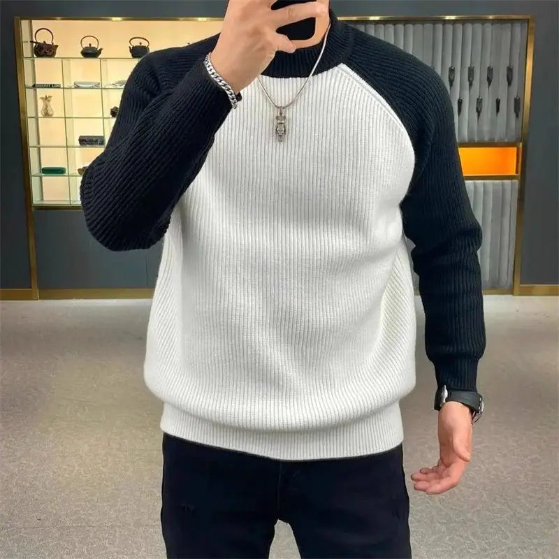 Pull à maille épaisse bicolore Homme