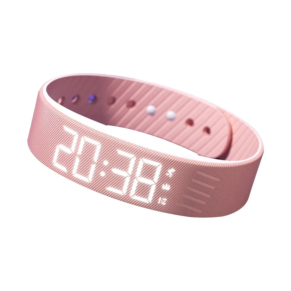 Bracelet Réveil Vibrant Étanche – Horloge LED avec Alarme, Podomètre et Bracelet Réglable