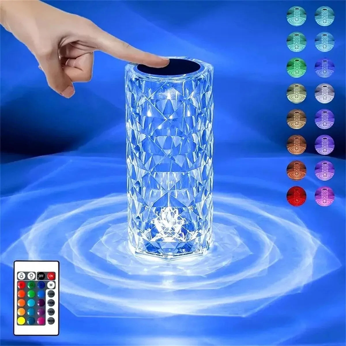 Lampe Cristal Tactile RGB 16 Couleurs