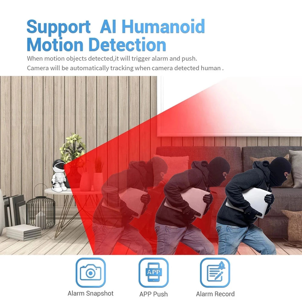 Caméra de Surveillance Robot Discrète WiFi 5MP - Carte SD