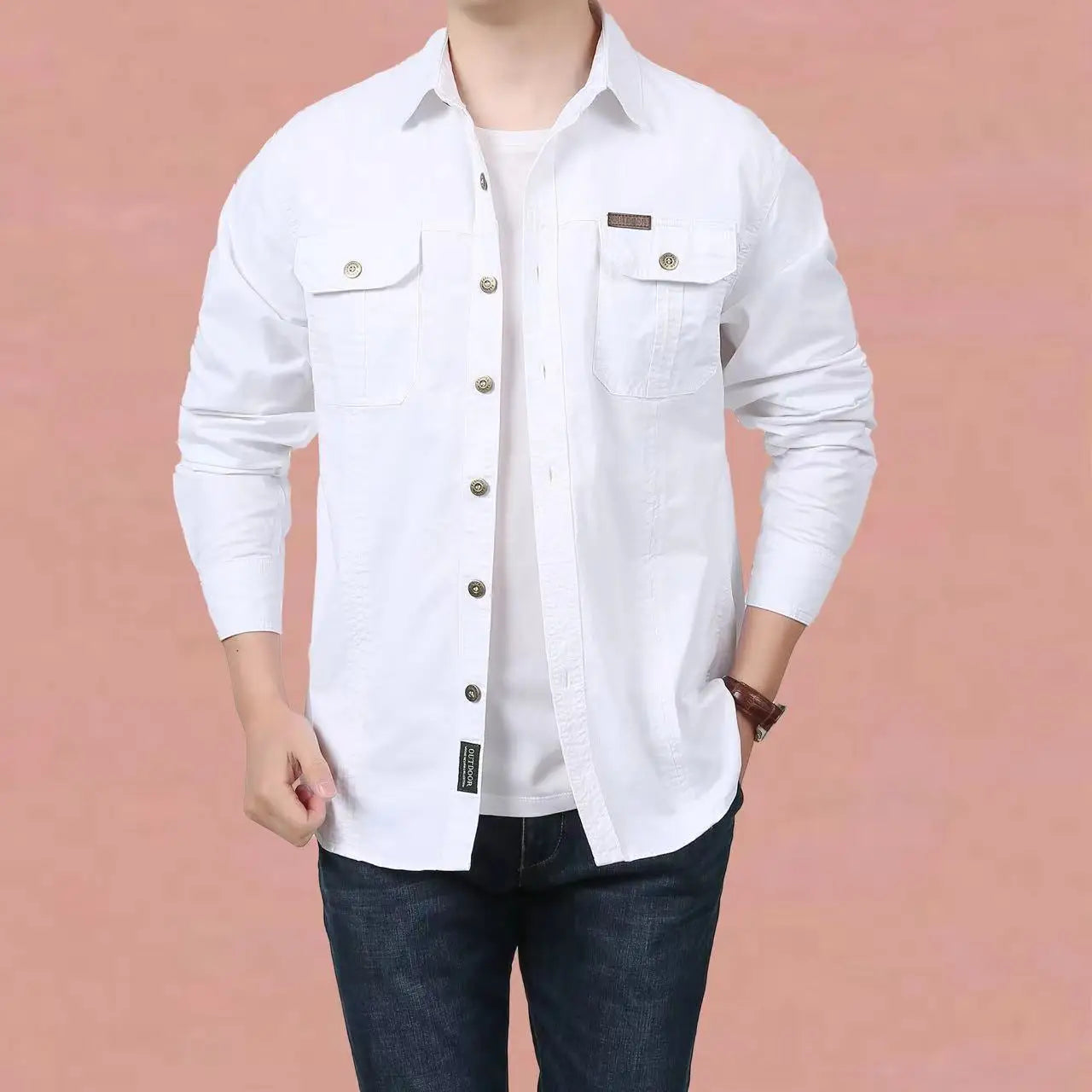 Chemise Homme Multi-Poches – Manches Longues & Col Revers