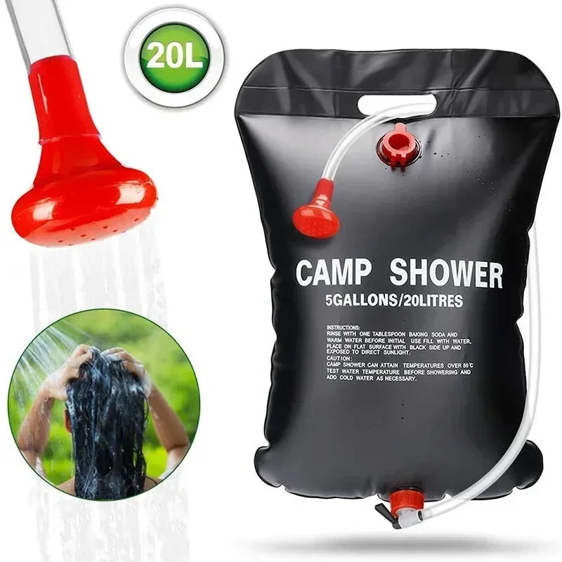 Douche Solaire Portable 20L pour Camping – Sac de Douche Extérieur Grande Capacité