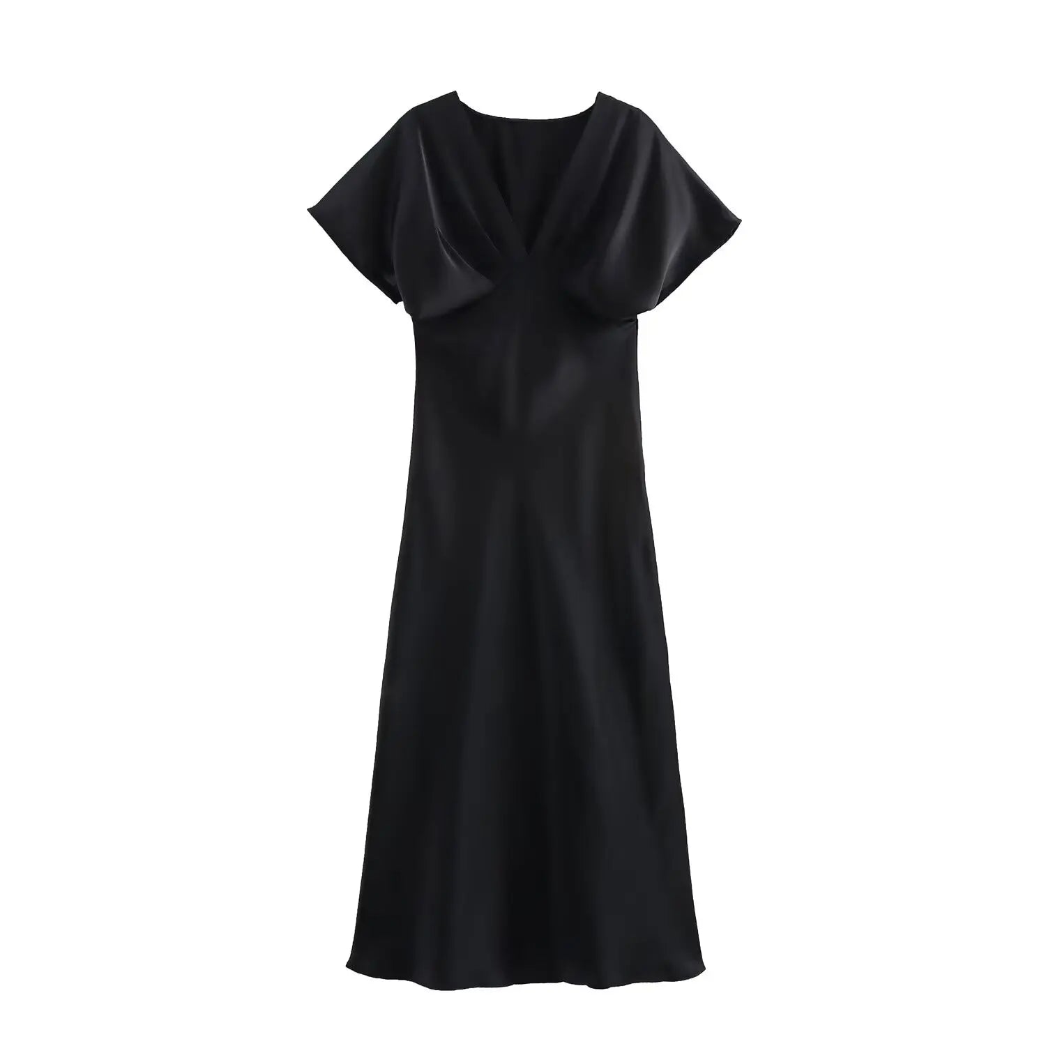 Robe élégante à Col V en Satin