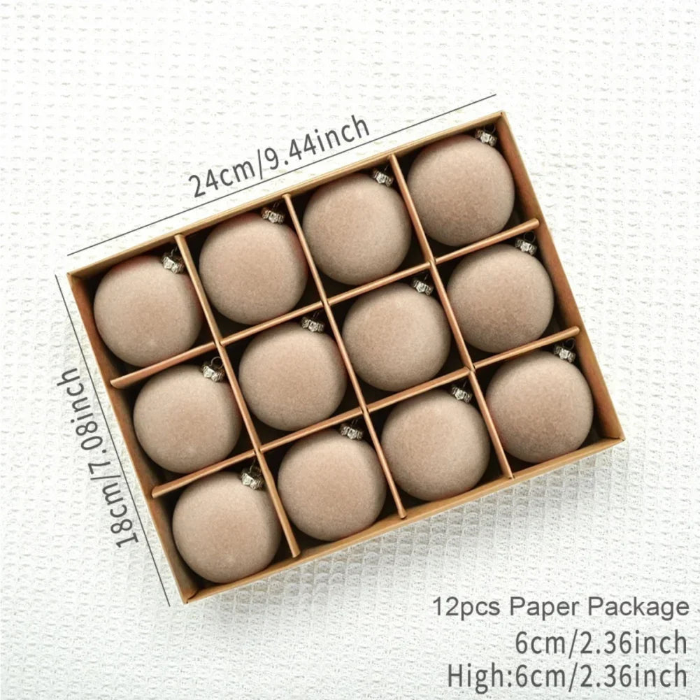 Ensemble de 12 Boules de Noël en Velours 5cm