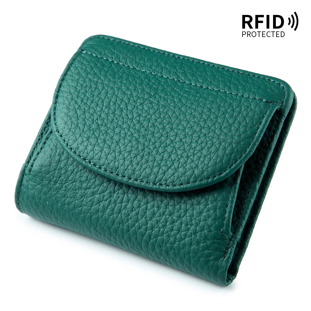 Portefeuille Mini RFID en Cuir Véritable pour Femmes — Ultra-fin, Pratique et Élégant