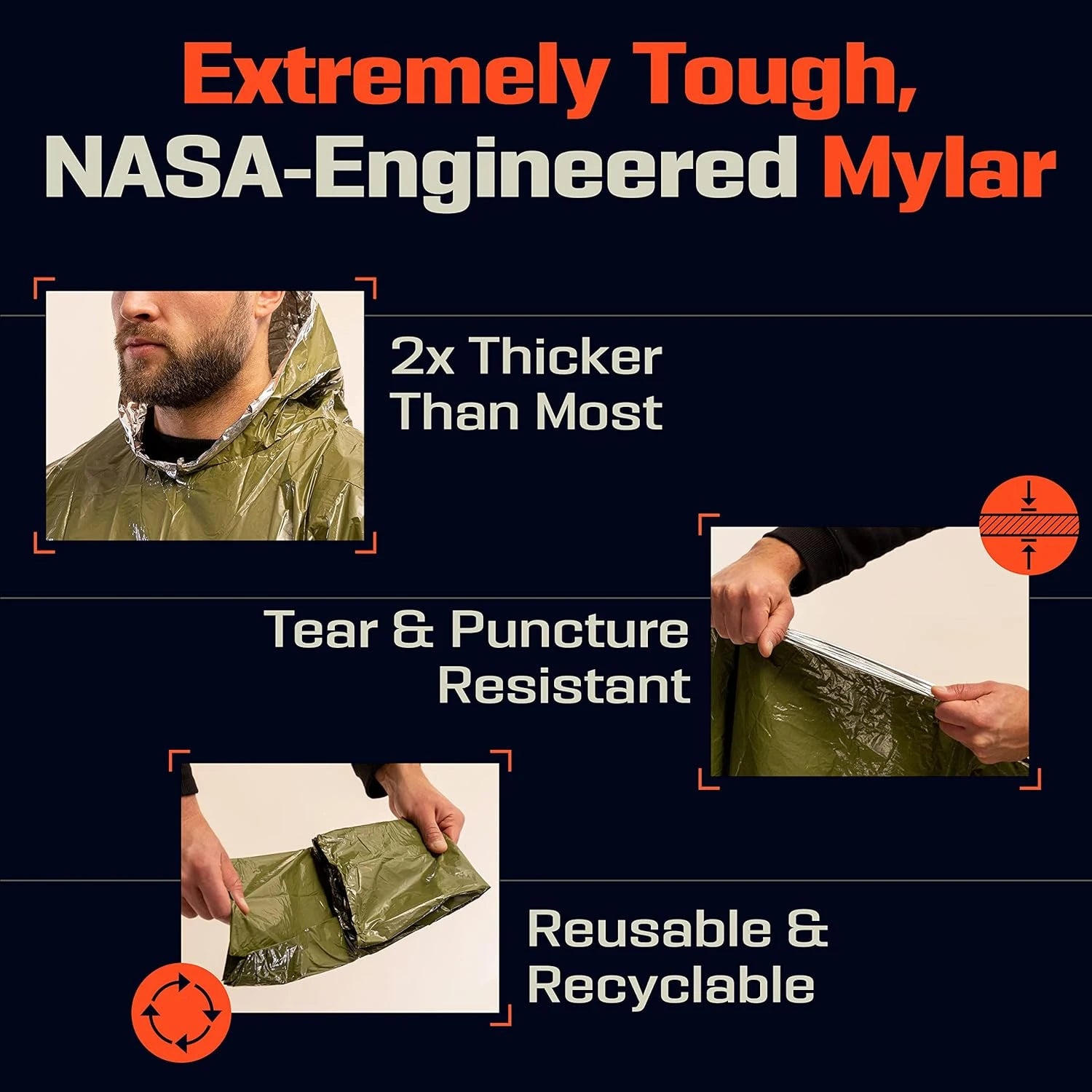 2x Poncho de Survie Isotherme Imperméable