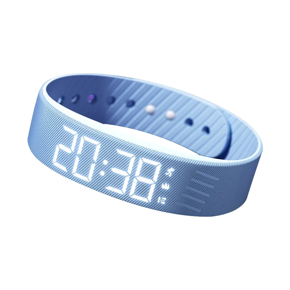 Bracelet Réveil Vibrant Étanche – Horloge LED avec Alarme, Podomètre et Bracelet Réglable