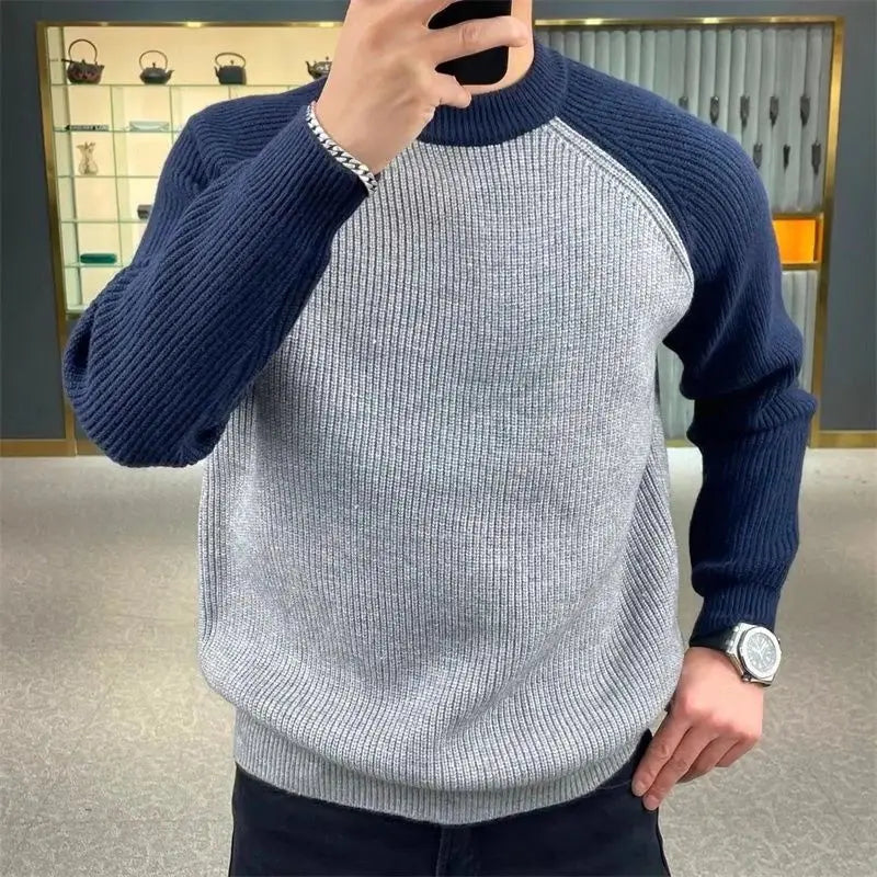 Pull à maille épaisse bicolore Homme