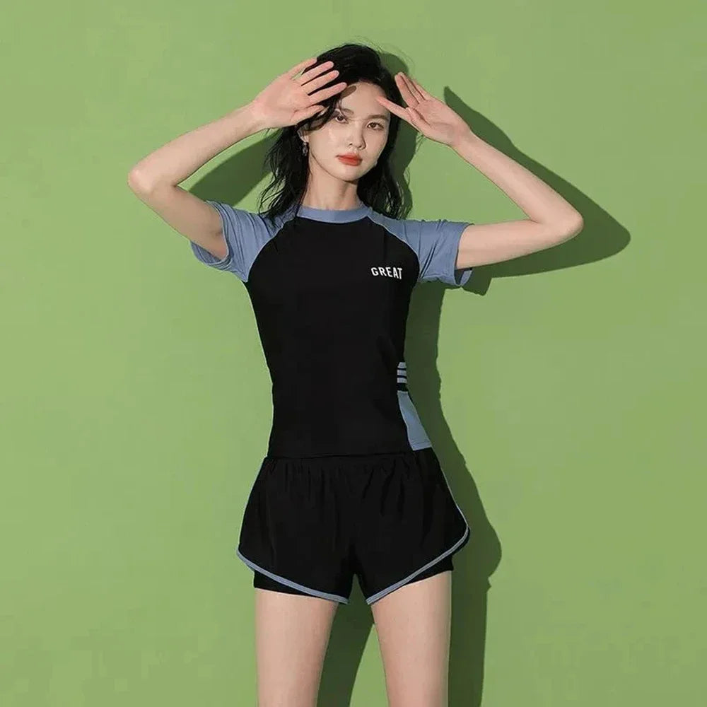 Ensemble de Bain Confortable Manches Courtes Anti-UV