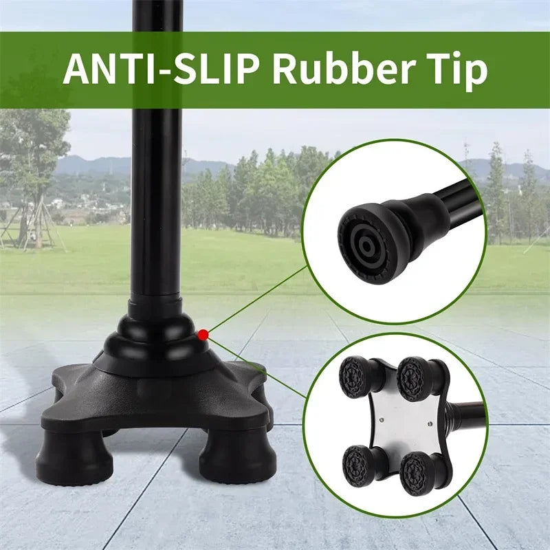 Canne de Marche Pliable avec Lampe LED, Alarme et Poignée Double