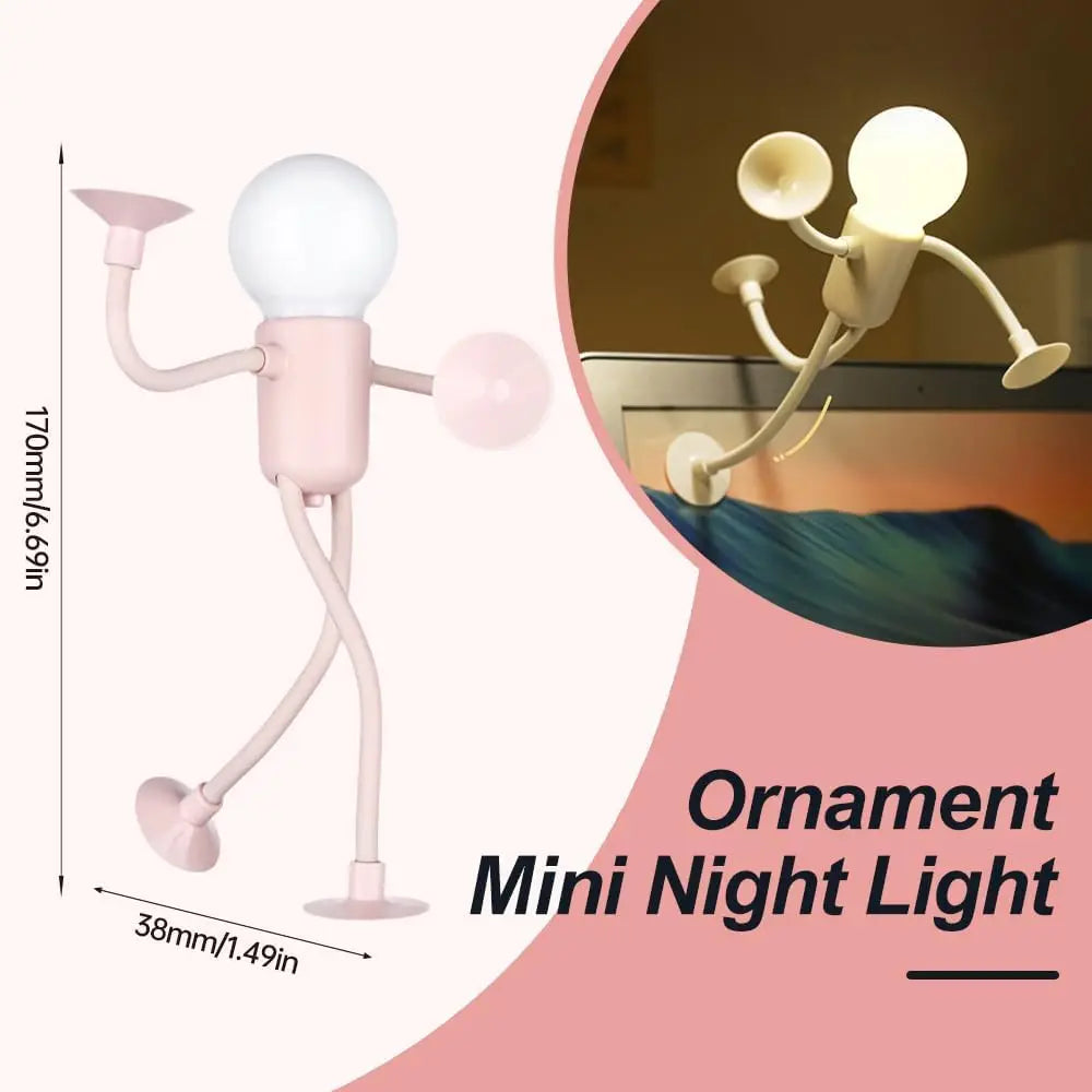 Lampe Veilleuse Flexible Ventouse en Forme de Bonhomme