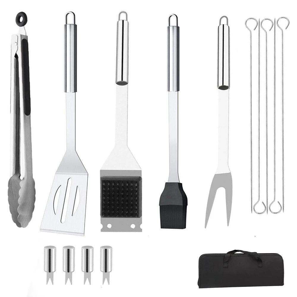 Ensemble de 15 Ustensiles de Barbecue en Acier Inoxydable â Kit Complet dâAccessoires pour Grillades