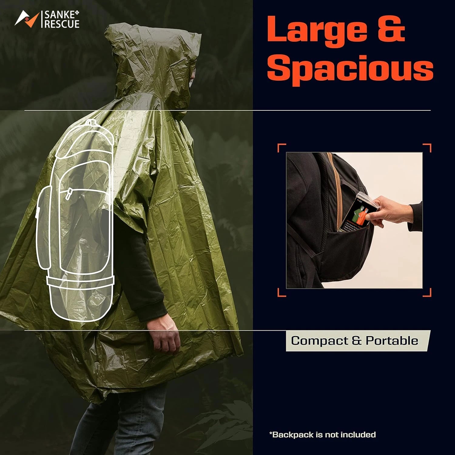 2x Poncho de Survie Isotherme Imperméable