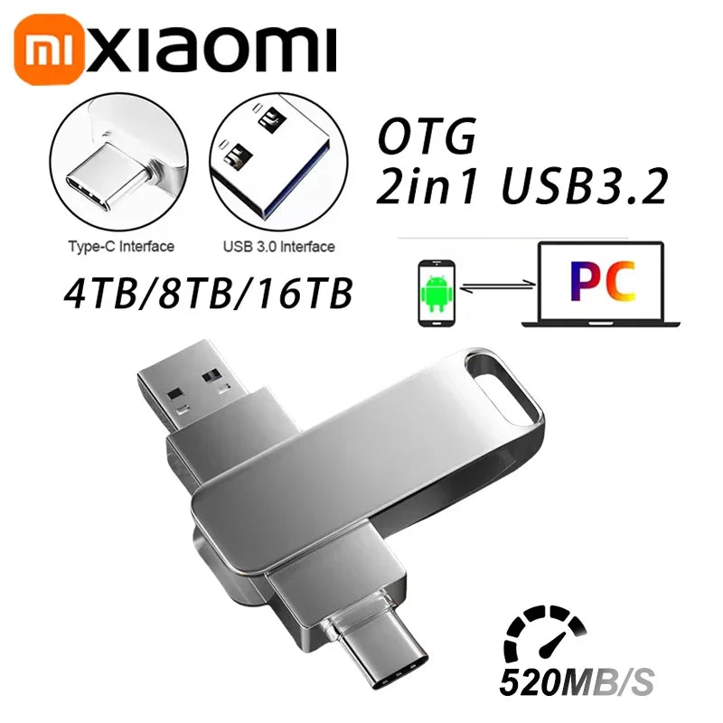 Clé USB 3.2 en Métal jusqu'à 16TB - Adaptateur Type-C OFFERT