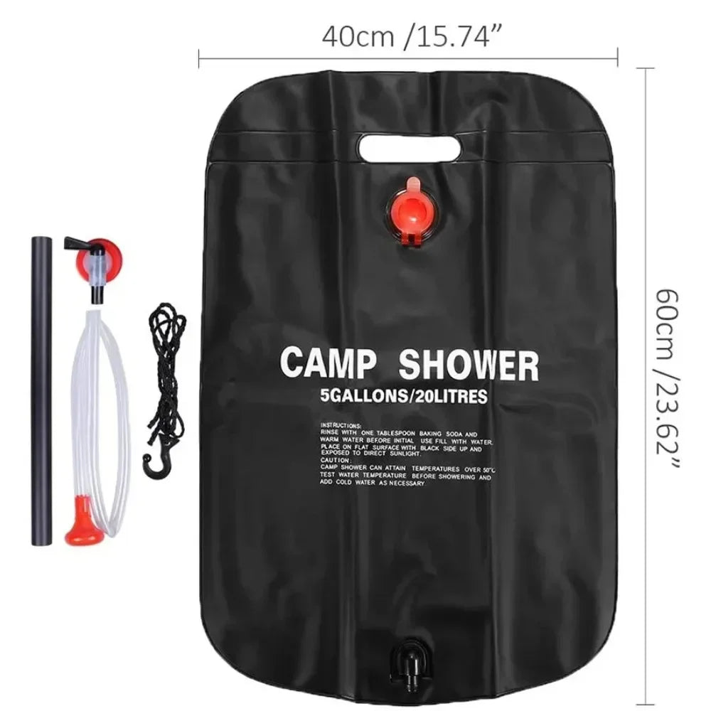 Douche Solaire Portable 20L pour Camping – Sac de Douche Extérieur Grande Capacité
