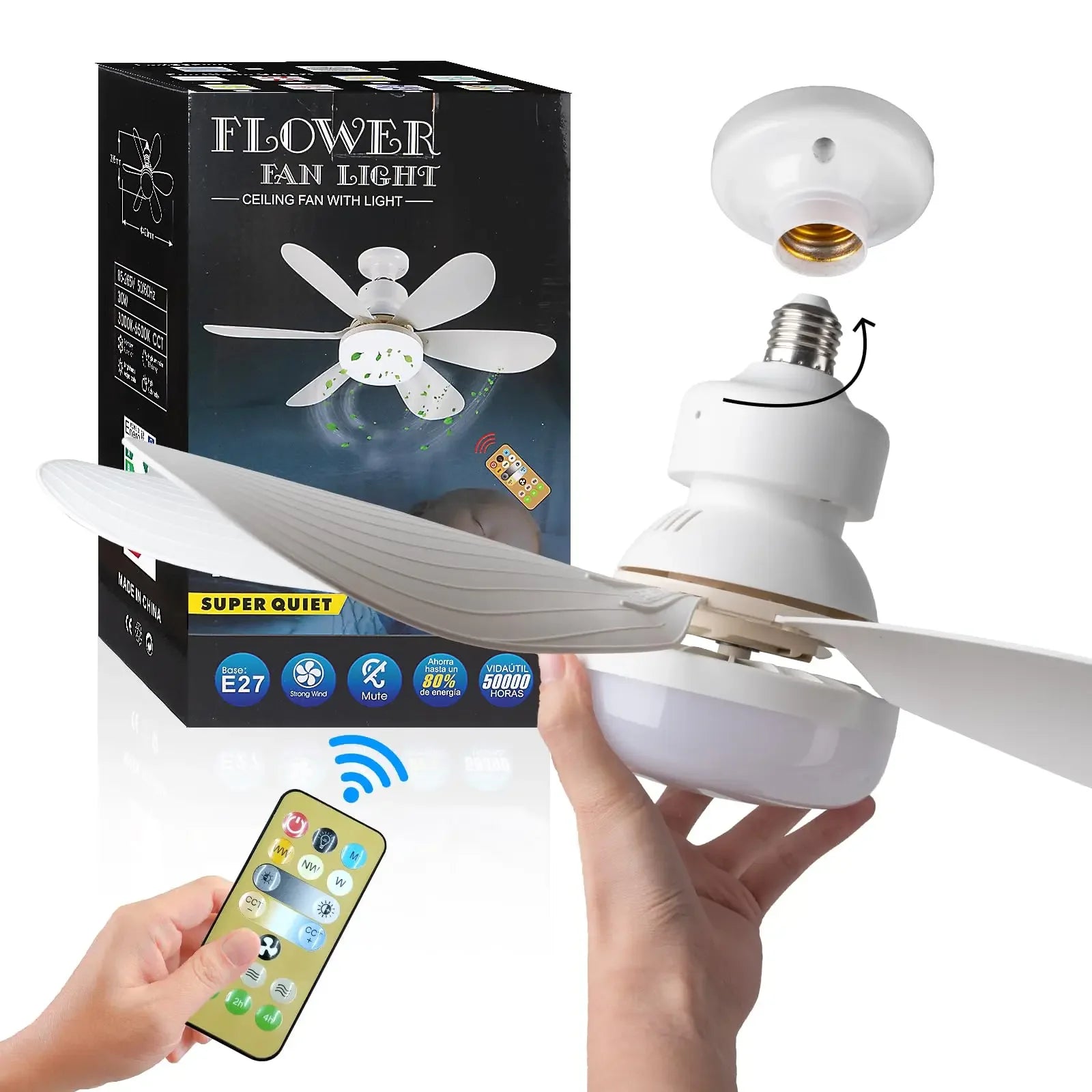 Ventilateur LED 27W/30W Éclairage & Fraîcheur