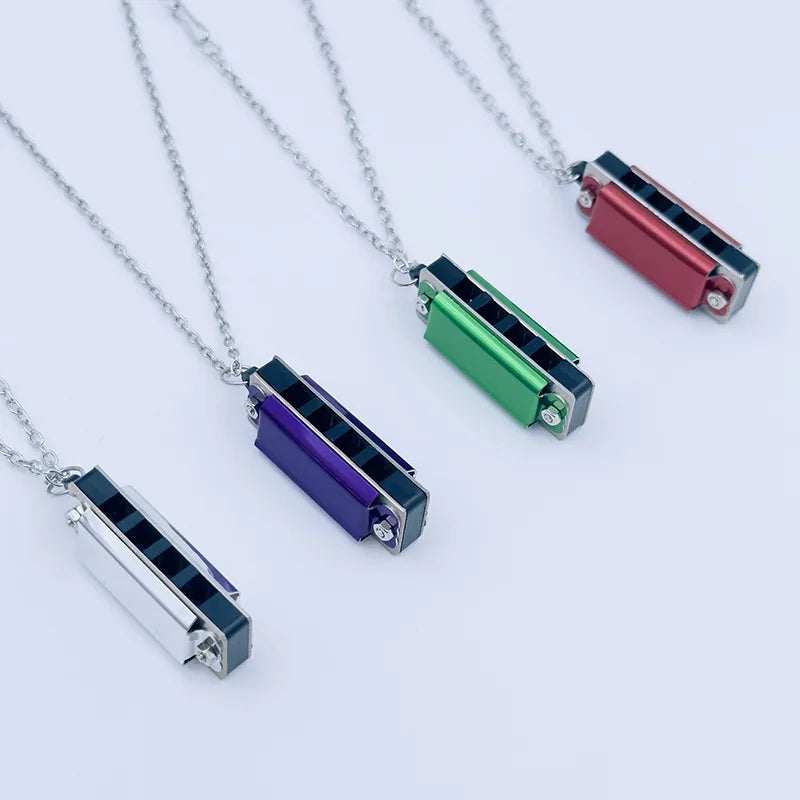 Collier Mini Harmonica à 4 trous et 8 tons - Idée Cadeau