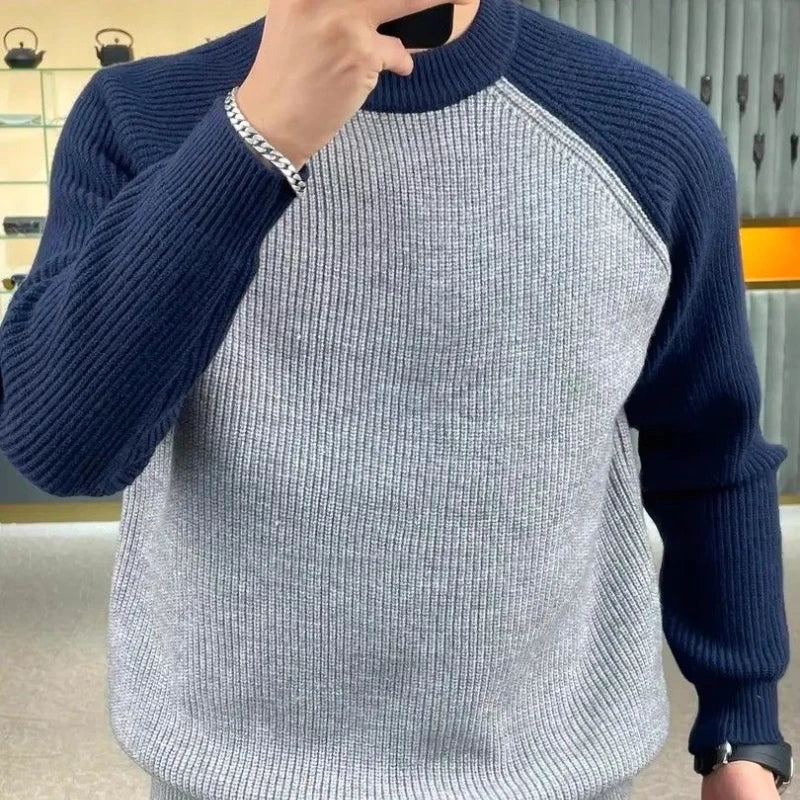 Pull à maille épaisse bicolore Homme