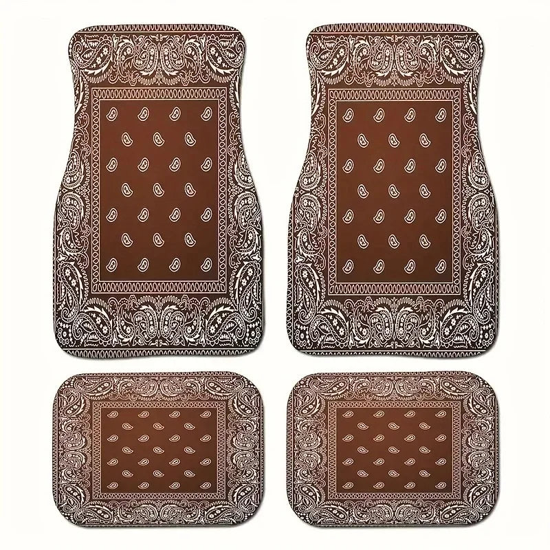 Tapis de Sol de Voiture en Caoutchouc Antidérapant à Motifs - 4PCS