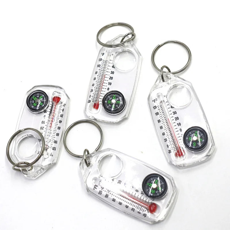Porte-Clés Multifonction 3-en-1 : Boussole, Thermomètre et Loupe- 1 ACHETÉ = 1 OFFERT