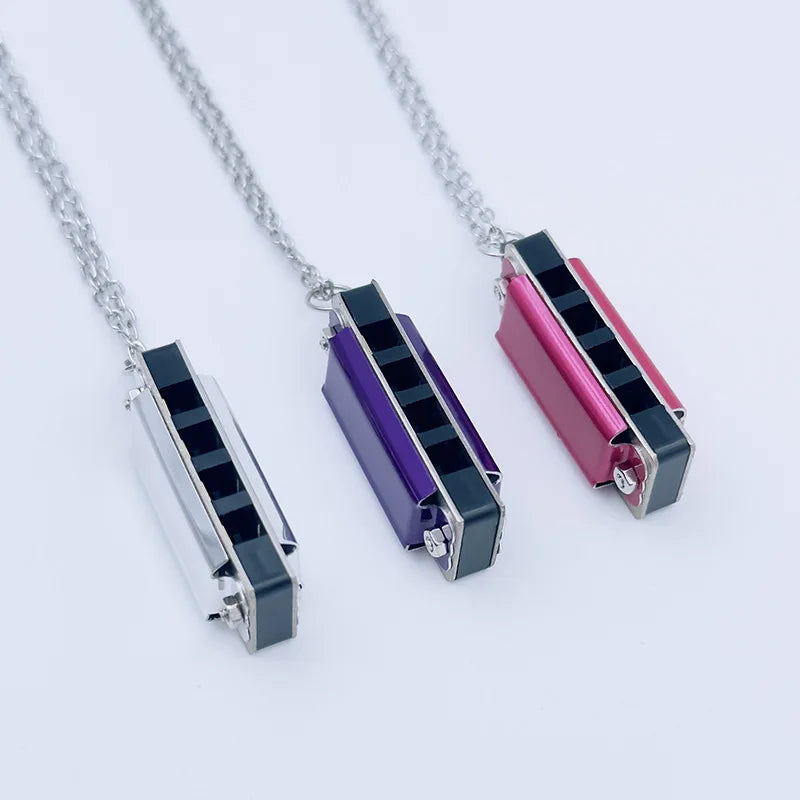 Collier Mini Harmonica à 4 trous et 8 tons - Idée Cadeau