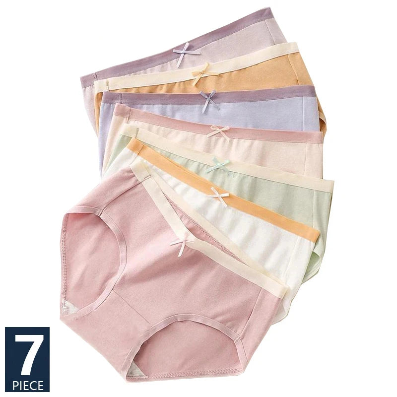 Lot de 7 Culottes en Coton respirant avec petit noeud