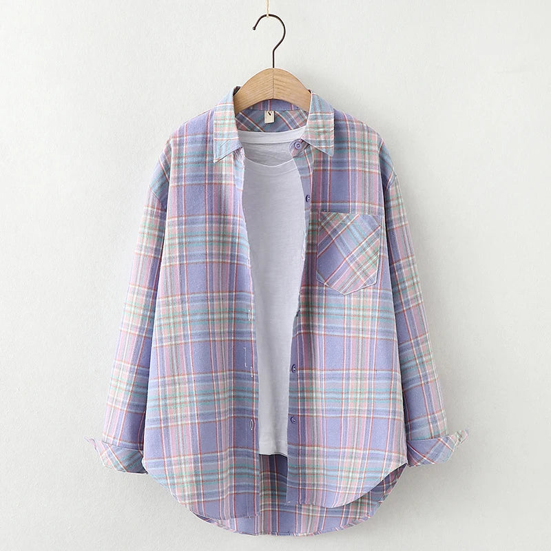 Chemise à Carreaux en Flanelle pour Femme - 10 Couleurs