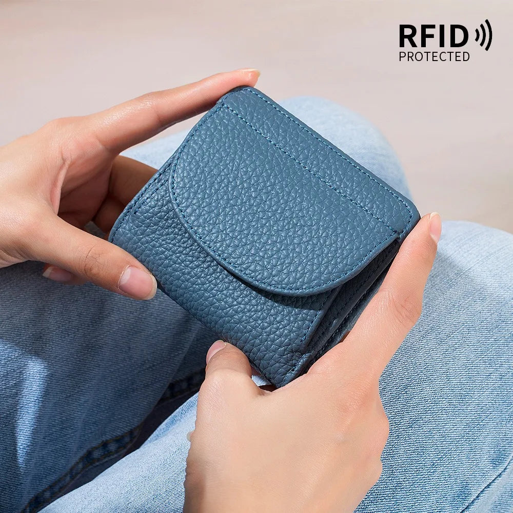 Portefeuille Mini RFID en Cuir Véritable pour Femmes — Ultra-fin, Pratique et Élégant