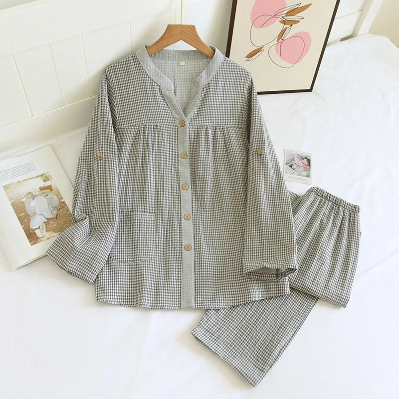 Pyjama en Gaze de Coton Blouse & Pantalon Femme - Printemps