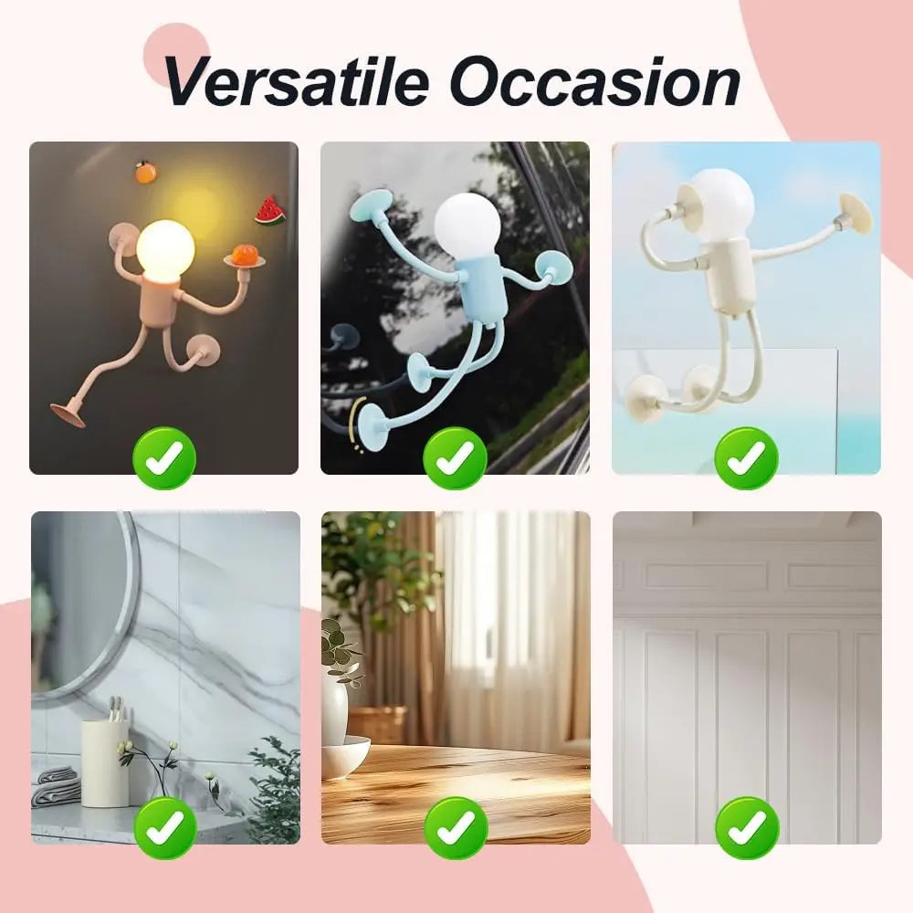 Lampe Veilleuse Flexible Ventouse en Forme de Bonhomme
