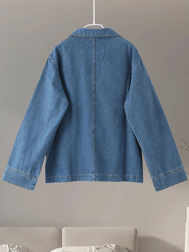 Ensemble 2PCS en Denim - Blouse manches 3/4 & Pantalon large élastique