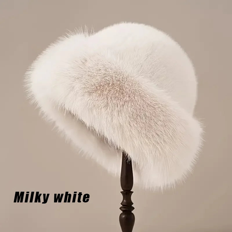 Chapeau à Revers en Fausse Fourrure Chaude - Femme
