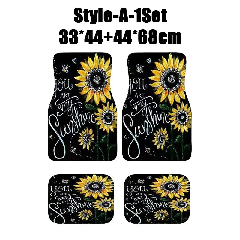 Tapis de Sol de Voiture en Caoutchouc Antidérapant à Motifs - 4PCS