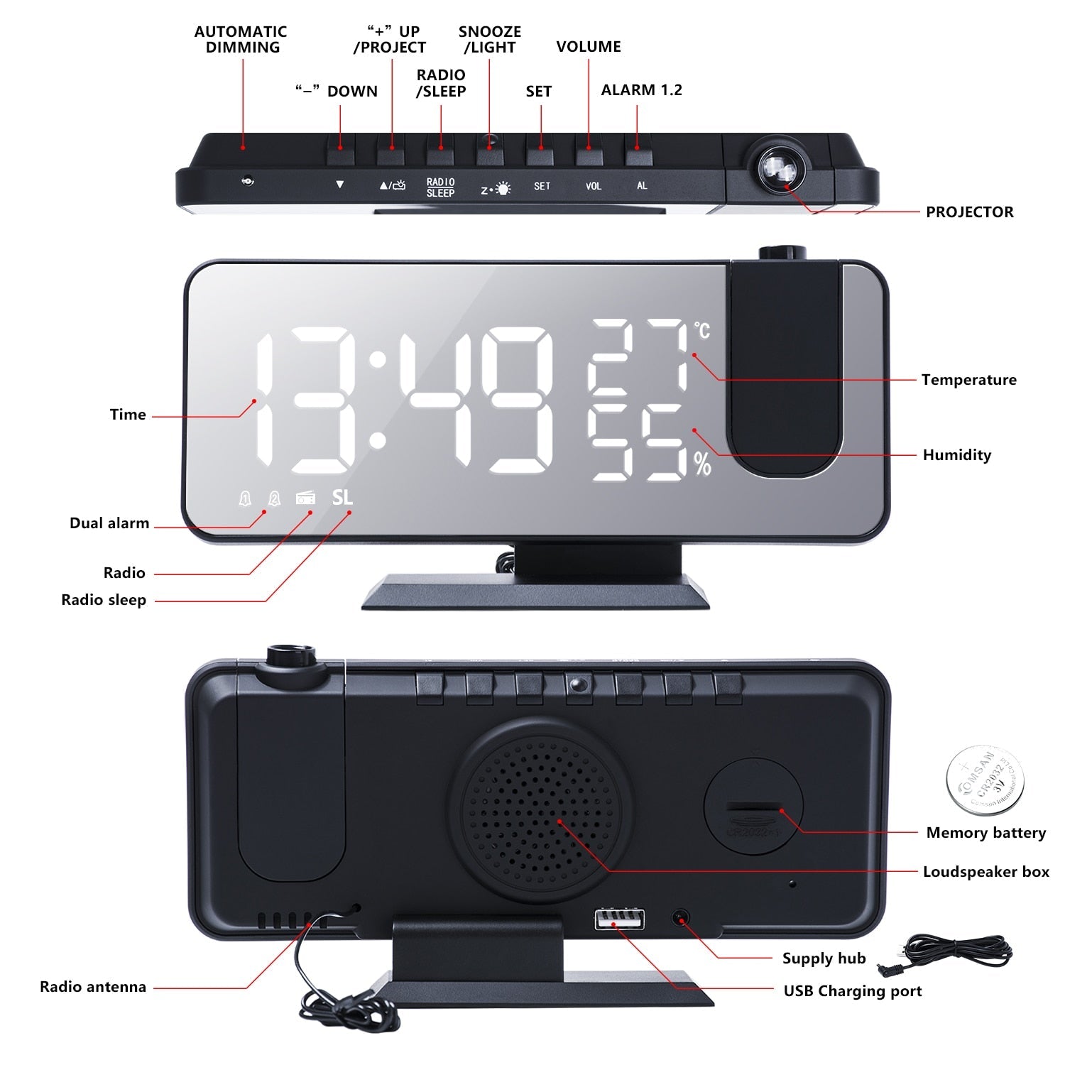 Radio Réveil Projection Numérique