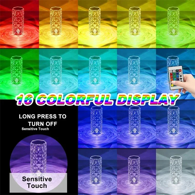 Lampe Cristal Tactile RGB 16 Couleurs