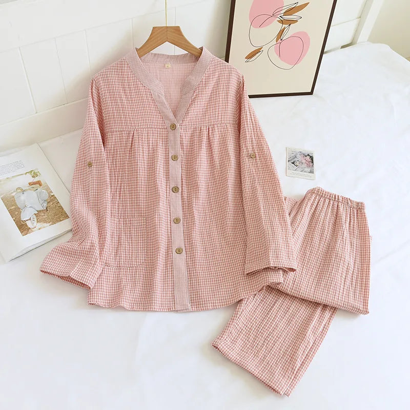 Pyjama en Gaze de Coton Blouse & Pantalon Femme - Printemps
