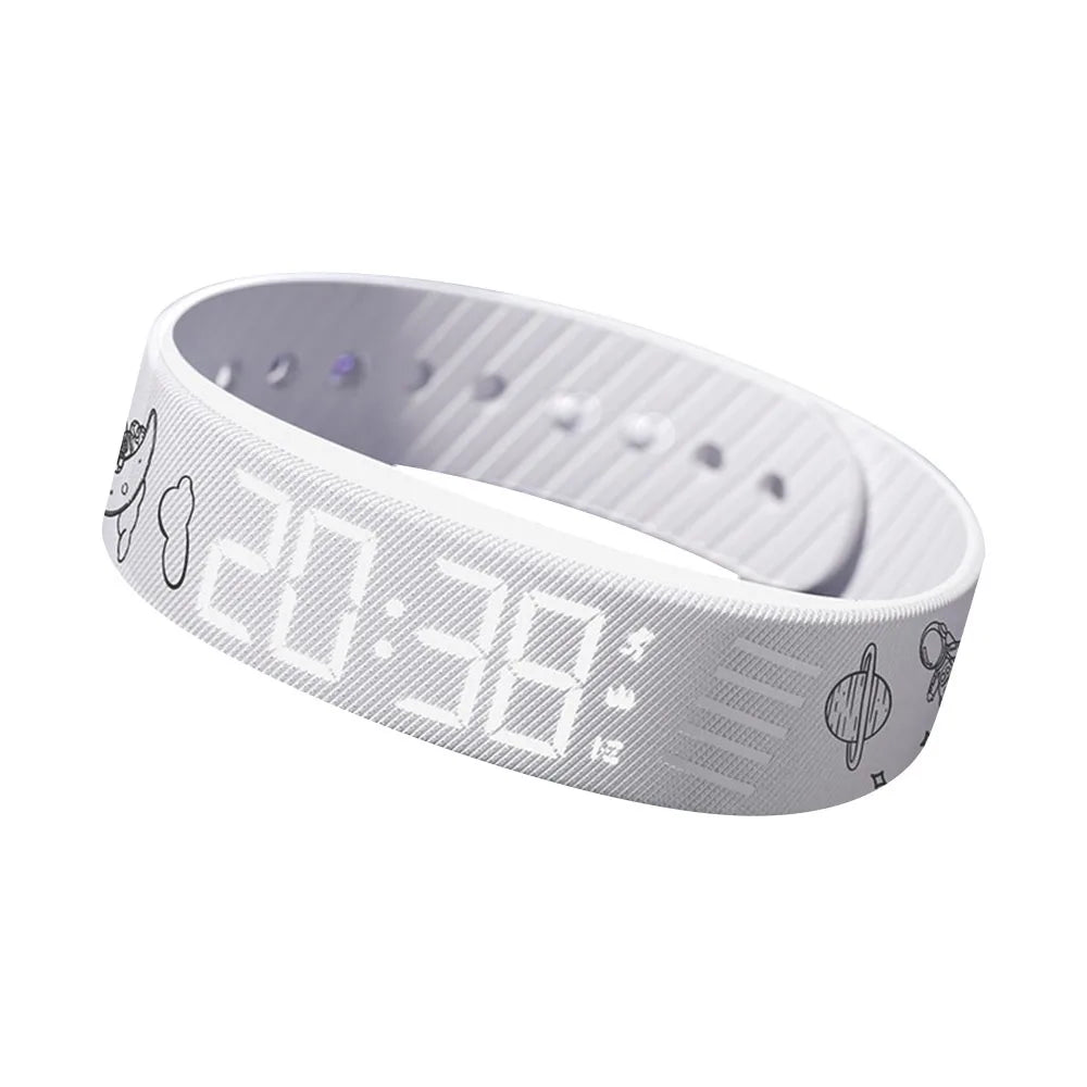 Bracelet Réveil Vibrant Étanche – Horloge LED avec Alarme, Podomètre et Bracelet Réglable