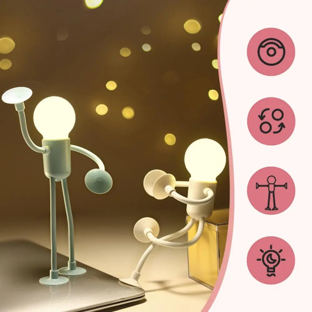Lampe Veilleuse Flexible Ventouse en Forme de Bonhomme