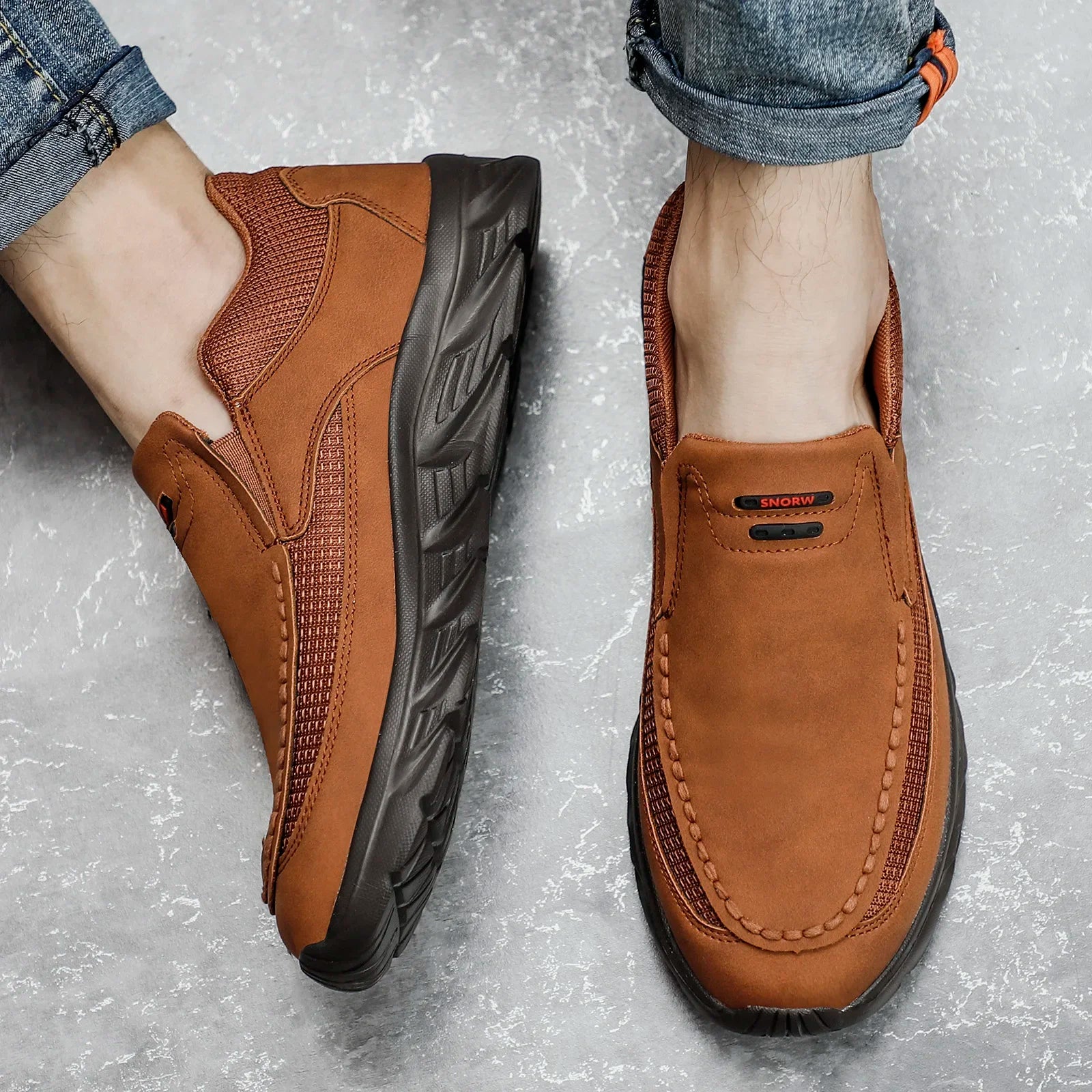 Chaussures Slip-on en Cuir PU et Maille - Homme