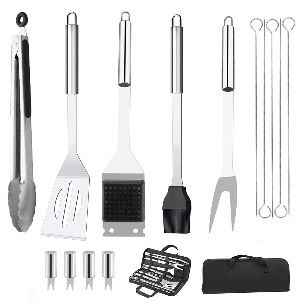 Ensemble de 15 Ustensiles de Barbecue en Acier Inoxydable â Kit Complet dâAccessoires pour Grillades