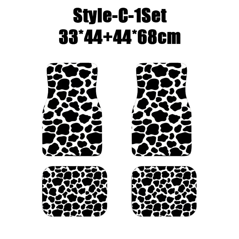 Tapis de Sol de Voiture en Caoutchouc Antidérapant à Motifs - 4PCS