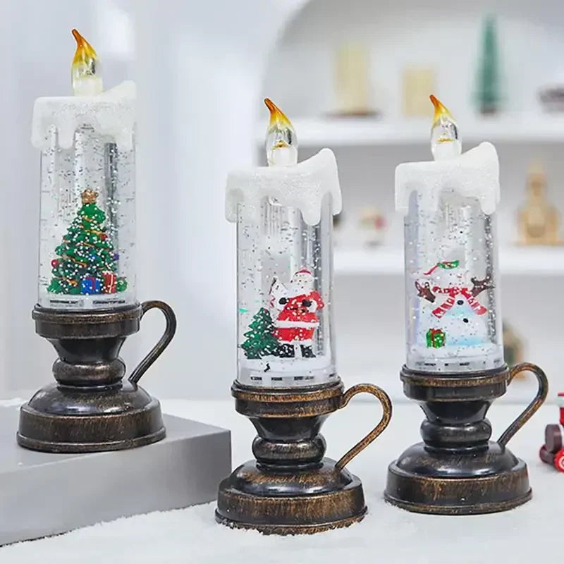 Bougie LED de Noël Effet Boule de Neige